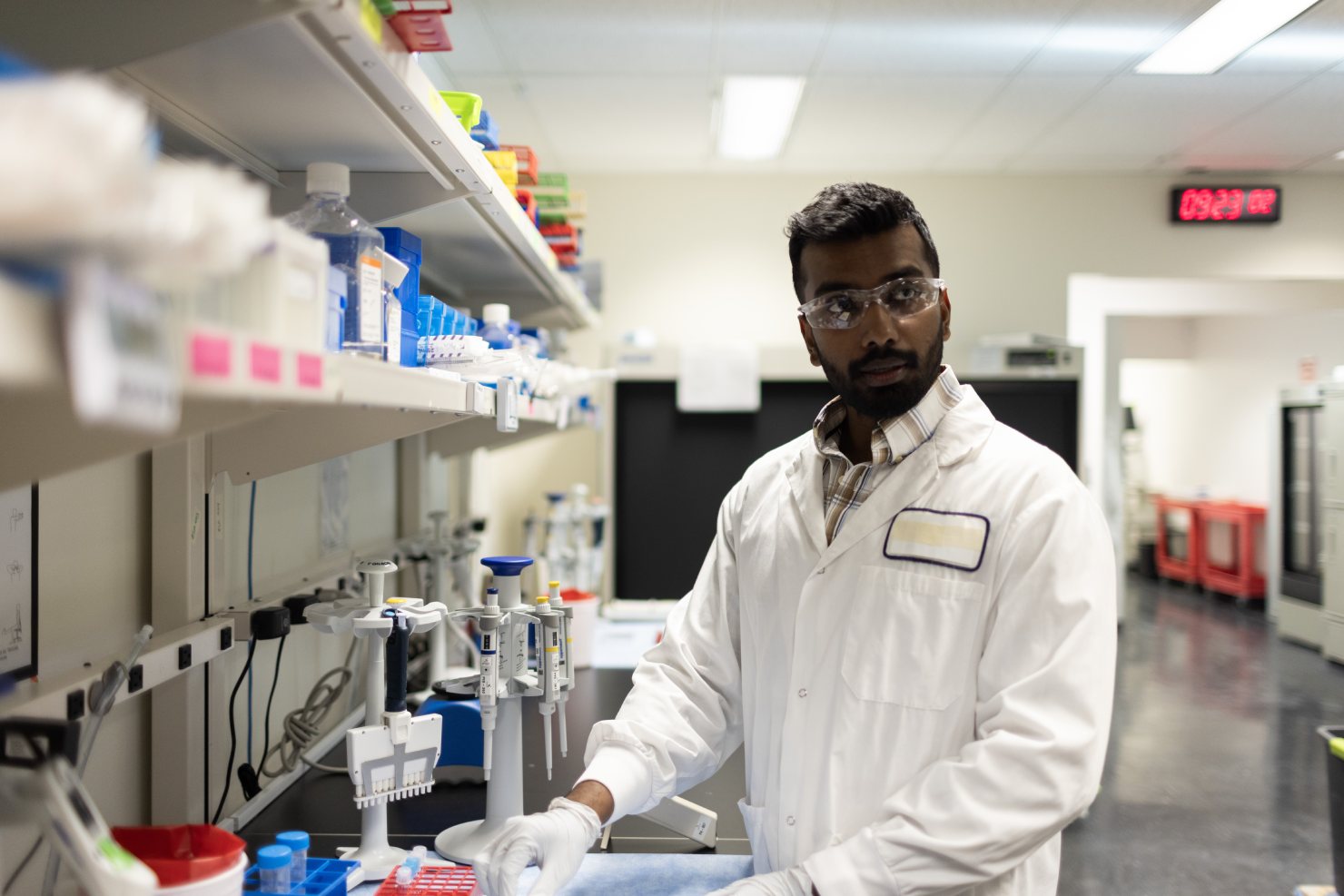CellCarta scientist operating immunoassay instruments including MSD, ELISA, and Olink platforms for clinical biomarker analysis